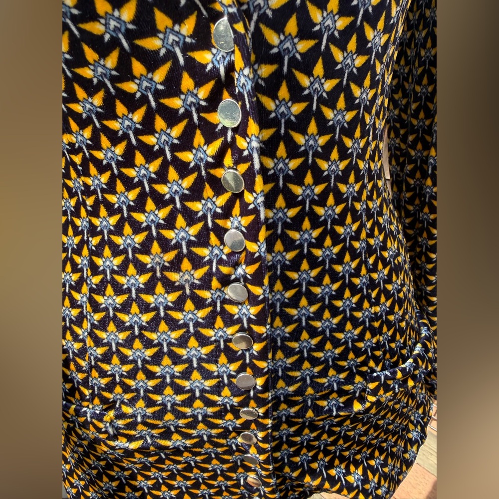 Paco Rabanne Long sleeve stretch viscose velvet cardigan graphic pattern 36 XS - Picture 5 of 14